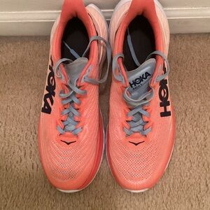 Hoka Women's Coral and Gray Athletic Shoes